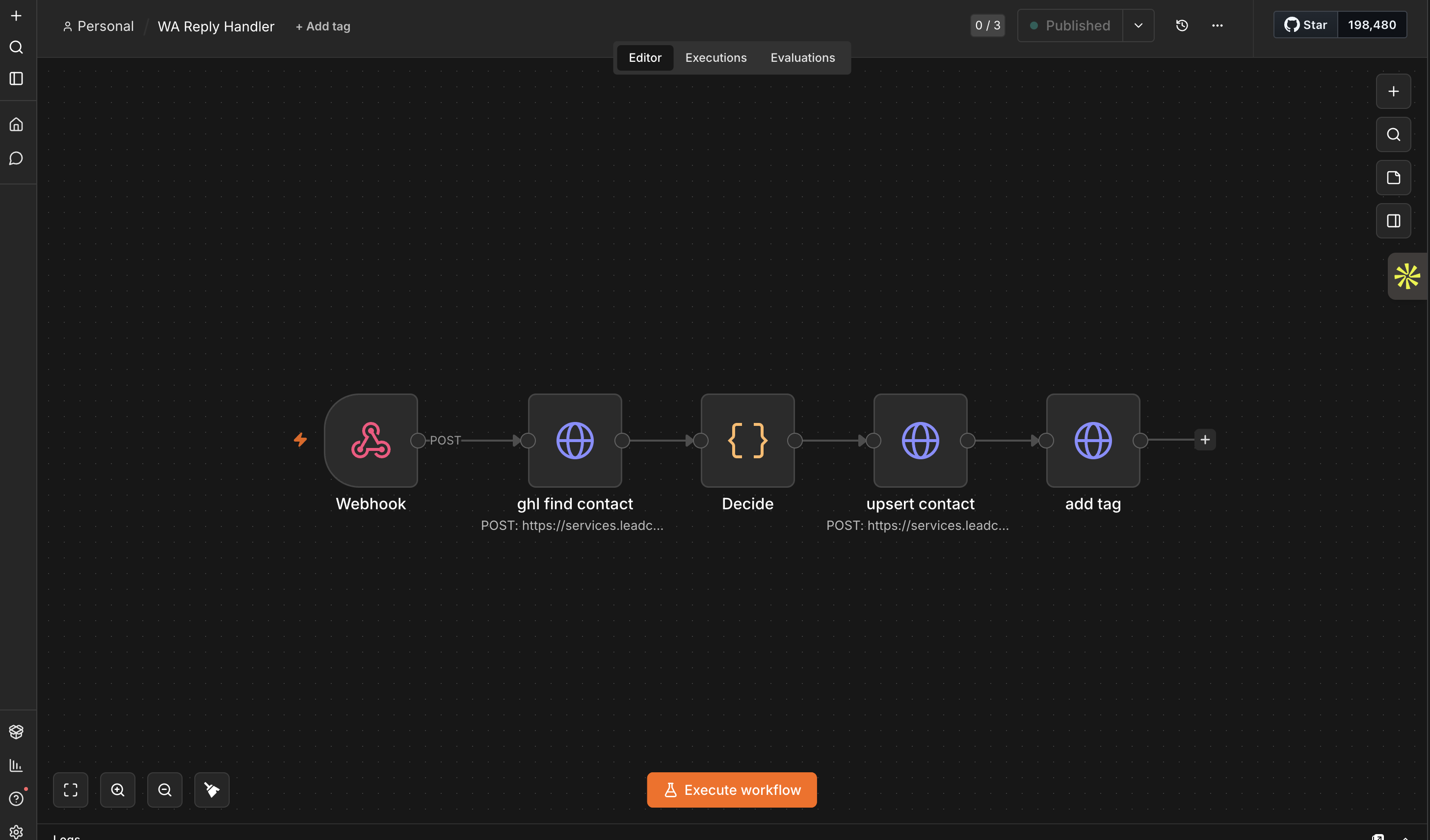 n8n integration workflow canvas